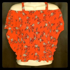 Red/floral crop top